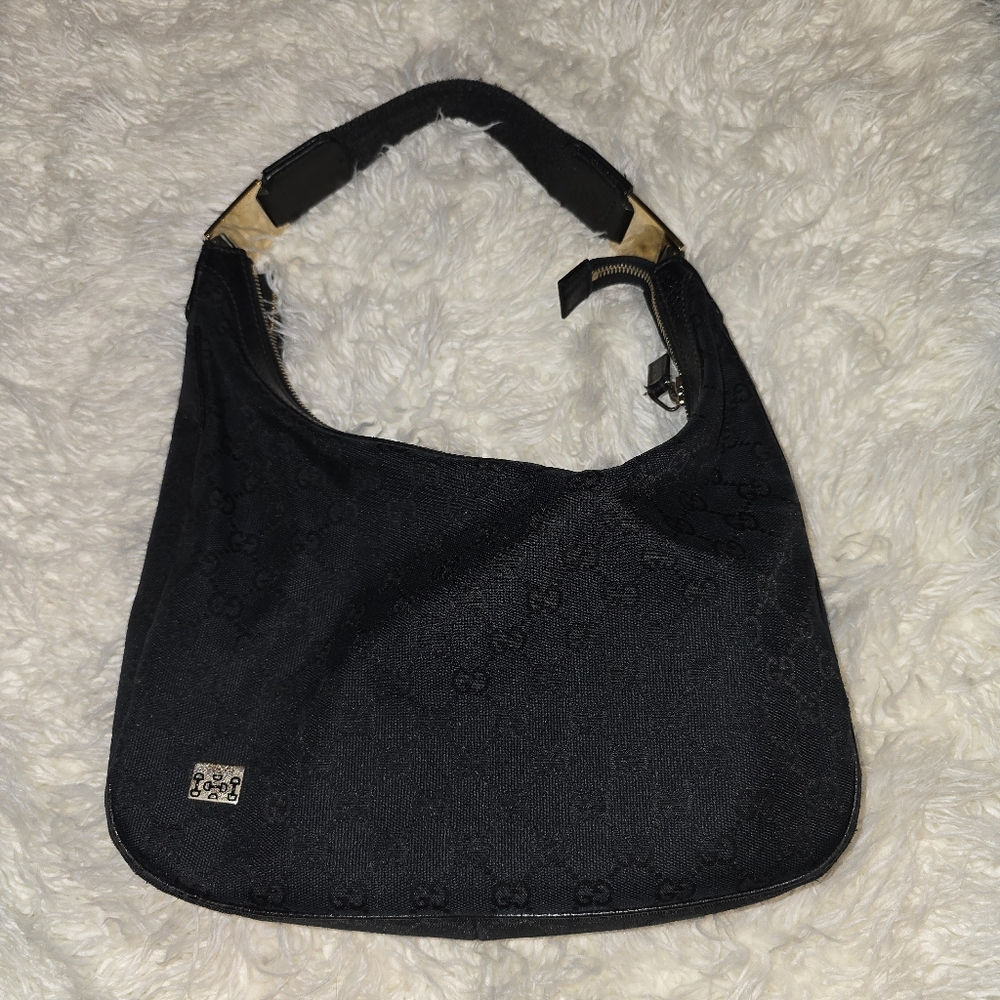 Authentic GUCCI Black Canvas Hobo